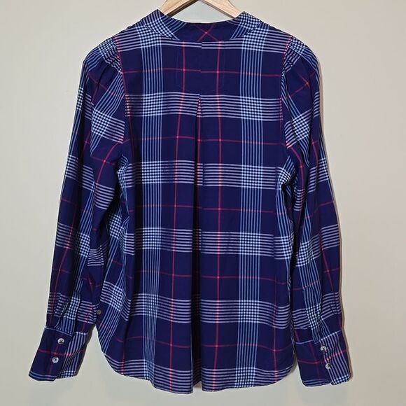 Hatley Olivia Blouse in Patriot Blue Plaid Women's Size Large Button Down Shirt - Picture 9 of 10